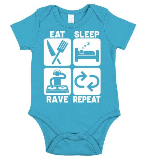 Eat sleep rave repeat Short Sleeve Baby One-Piece