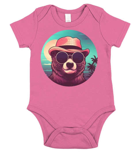 Retro 80s 90s Bear Vintage Short Sleeve Baby One-Piece