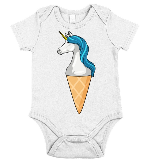 Unicorn With Waffle Ice Cream Short Sleeve Baby One-Piece