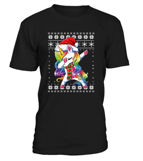 Dabbing Unicorn Santa Sweater Christmas Ugly Kids Girls Wome T-Shirt Unisex