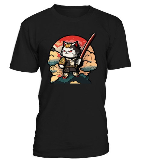 Kawaii Chibi Samurai Cat Vintage T-Shirt Unisex