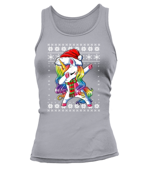 Dabbing Unicorn Santa Sweater Christmas Ugly Kids Girls Wome Tank top Woman