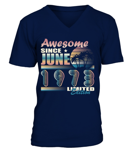 50th birthday vintage June 1973 vintage 1973 V-Neck T-shirt