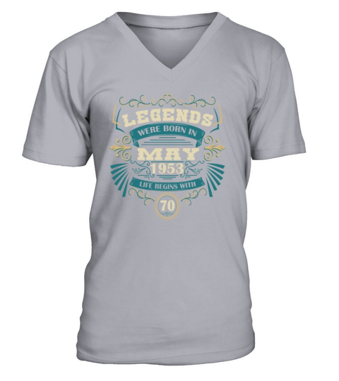 70th Birthday Gifts May 1953 Vintage V-Neck T-shirt