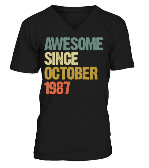 Awesome Since October 1987 Retro Vintage Gift V-Neck T-shirt