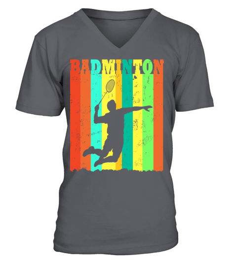 Badminton Player Silhouette Vintage V-Neck T-shirt
