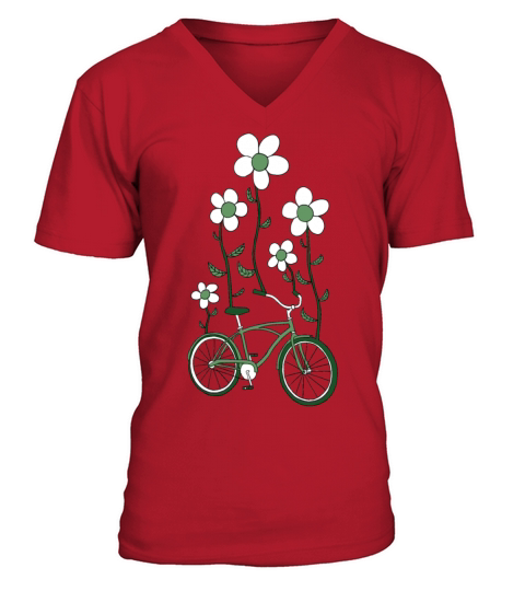 bike flowers shirt V-Neck T-shirt