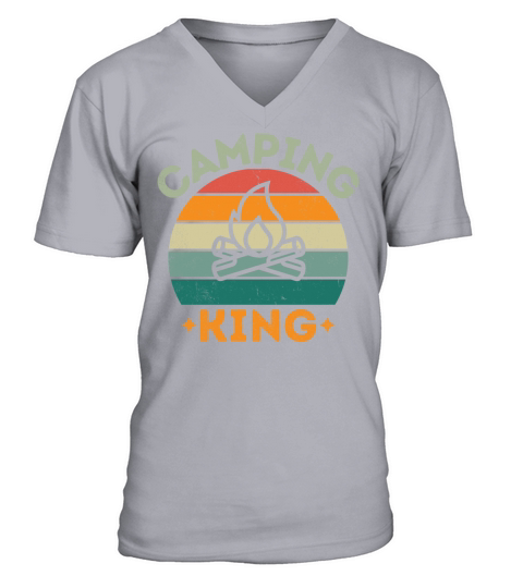 Camping king vintage retro light distressed V-Neck T-shirt