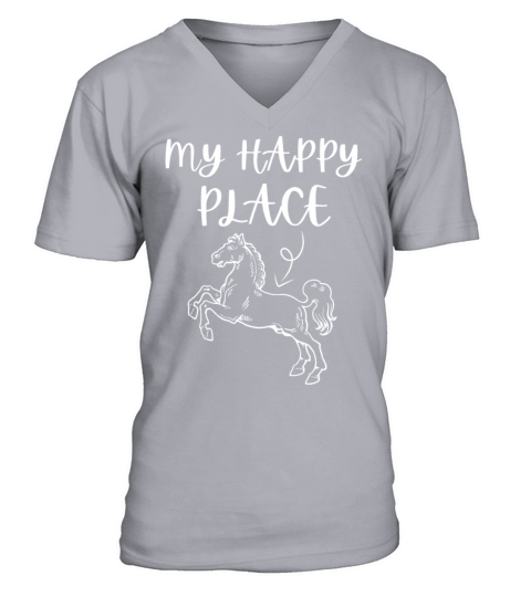 My Happy Place Horse Lover Horseback Riding V-Neck T-shirt