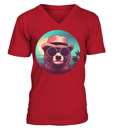 Retro 80s 90s Bear Vintage V-Neck T-shirt