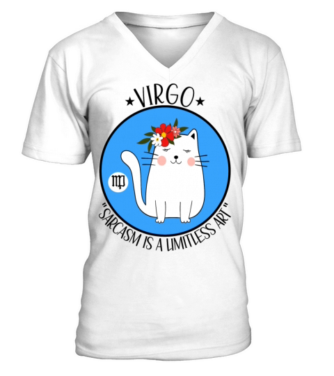 Virgo Zodiac Sign Cute Funny Cat Kitty Kitten V-Neck T-shirt