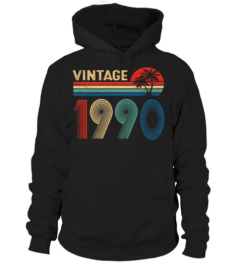 33 Year Old Men Women Vintage 1990 33rd Birthday Him Her Hoodie Unisex