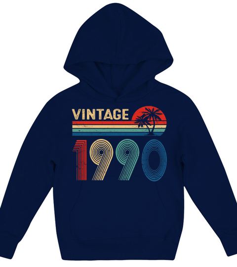 33 Year Old Men Women Vintage 1990 33rd Birthday Him Her Kids Hoodie