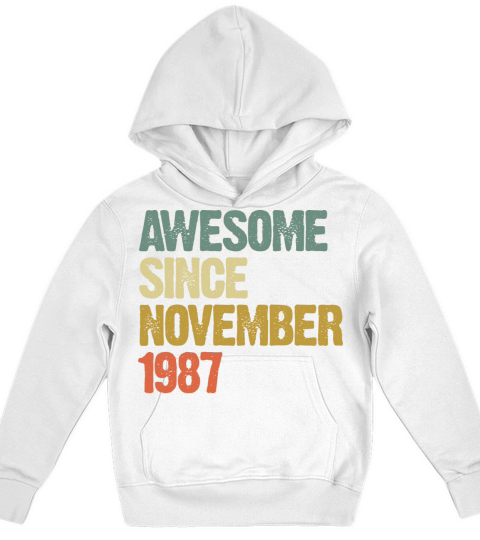 Awesome Since November 1987 Retro Vintage Gift Kids Hoodie