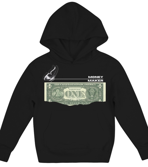 Black Vintage Money T Shirt Kids Hoodie