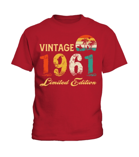 Vintage 1961 Limited Edition Born In 1961 Birthday Kids T-Shirt
