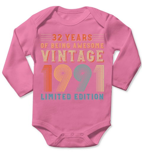 32 years of being awesome vintage 1991 limited edi Long Sleeve Baby One-Piece