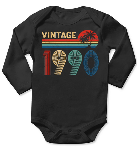 33 Year Old Men Women Vintage 1990 33rd Birthday Him Her Long Sleeve Baby One-Piece