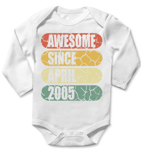 April 2005 vintage birthday retro Long Sleeve Baby One-Piece