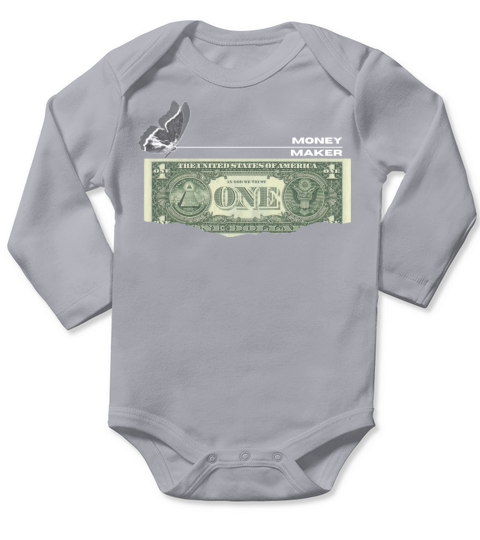 Black Vintage Money T Shirt Long Sleeve Baby One-Piece