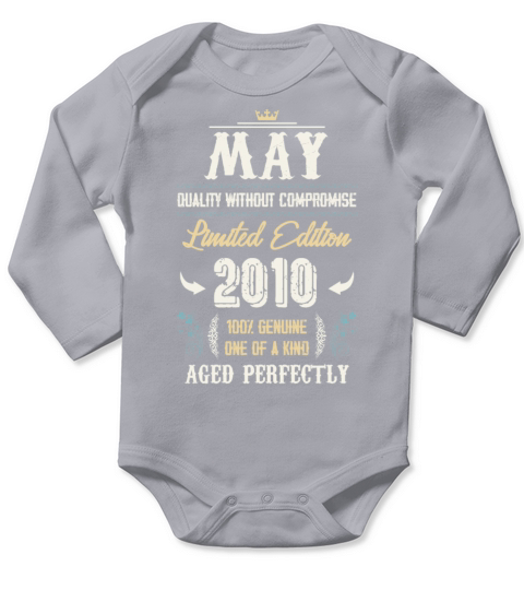 May 2010 Vintage Birthday Present Long Sleeve Baby One-Piece