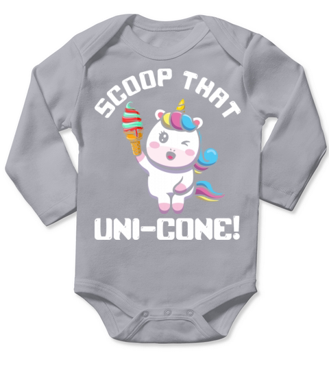 Rainbow Cute Unicorn Ice Cream Lover Mythical Long Sleeve Baby One-Piece