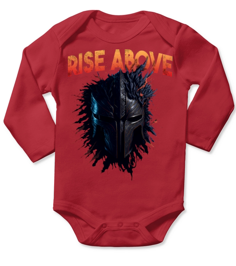 Rise Above Dark Warrior Helmet with Motivational Long Sleeve Baby One-Piece