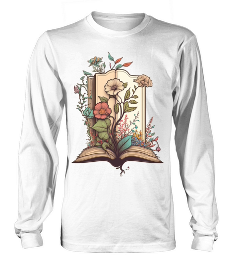 flowers growing from book vintage style Long sleeved Unisex
