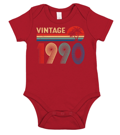 33 Year Old Men Women Vintage 1990 33rd Birthday Him Her Short Sleeve Baby One-Piece