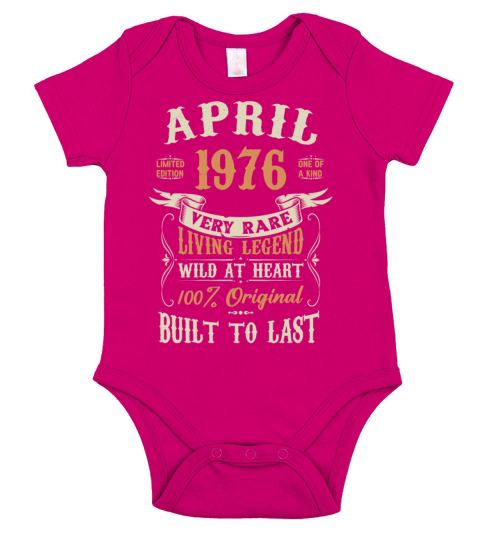 April 1976 Birthday Surprise Short Sleeve Baby One-Piece