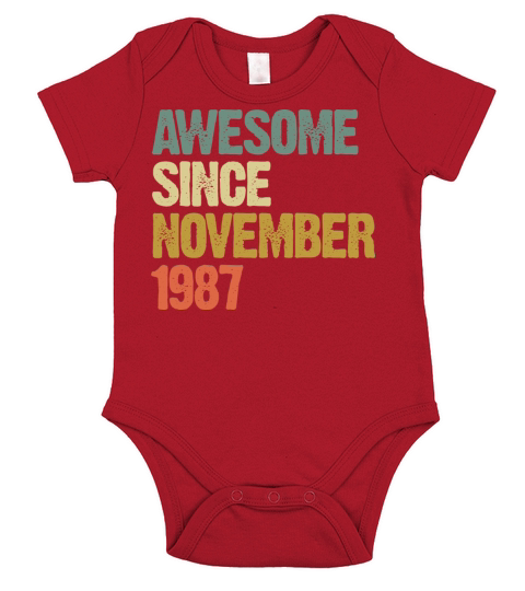 Awesome Since November 1987 Retro Vintage Gift Short Sleeve Baby One-Piece