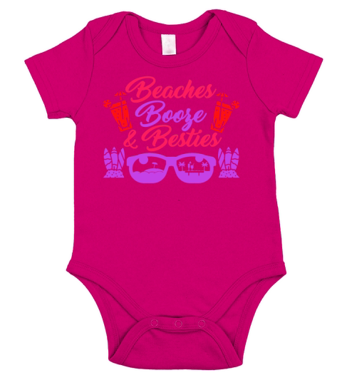 Beaches Booze Besties Summer Vacation Spring Break Short Sleeve Baby One-Piece