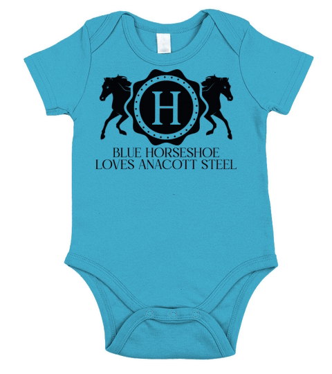 Blue horseshoe loves anacott steel Short Sleeve Baby One-Piece