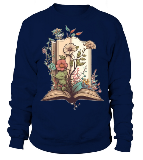flowers growing from book vintage style Sweatshirt Unisex