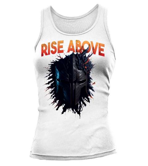 Rise Above Dark Warrior Helmet with Motivational Tank top Woman