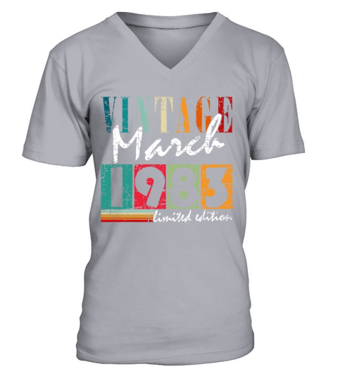 40th birthday man original march vintage 1983 V-Neck T-shirt