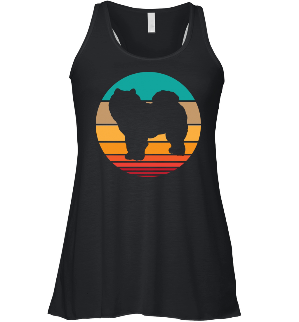 Retro Colorful Puppy Pet Chow Chow Dog Women's Flowy Tank Top