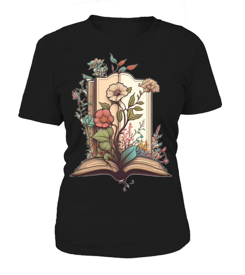 flowers growing from book vintage style Women's T-Shirt