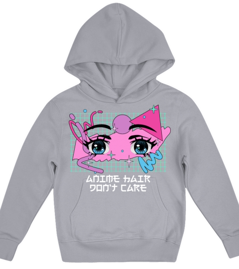 Anime Hair Dont Care Funny Manga Humor Japanese An Kids Hoodie