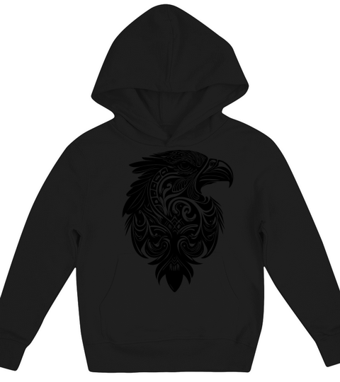 Eagle In Vintage Tribal Tattoo Feather Style Kids Hoodie