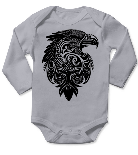 Eagle In Vintage Tribal Tattoo Feather Style Long Sleeve Baby One-Piece