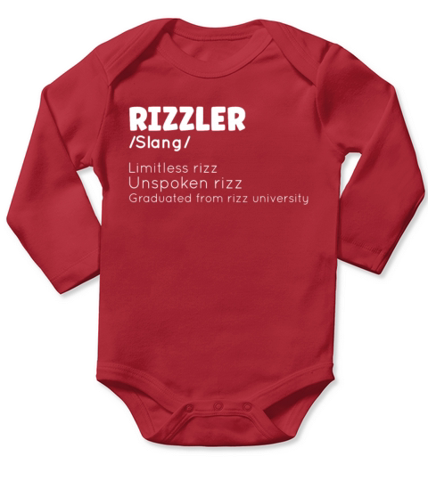 Rizzler Definition Funny Sarcastic Saying Quote Long Sleeve Baby One-Piece