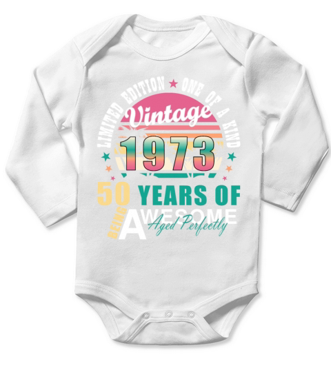 Vintage 1973 50th Birthday Retro Men Women Long Sleeve Baby One-Piece