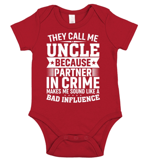 Funny Uncle Partner in Crime Phrase Uncle Humor Short Sleeve Baby One-Piece