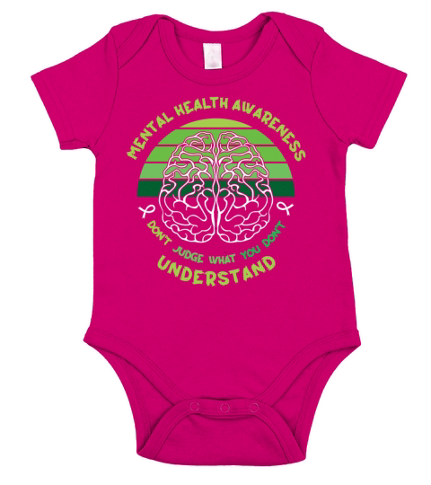 May Green Mental Health Awareness Month Brain Short Sleeve Baby One-Piece