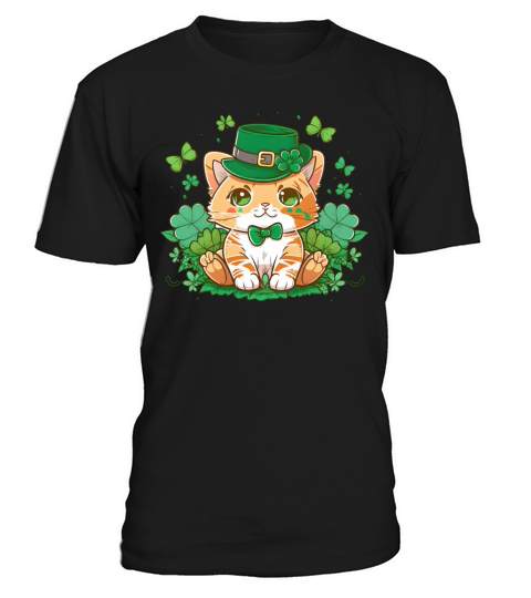 Cat Leprechaun Kawaii Anime Shamrock St Patricks T-Shirt Unisex