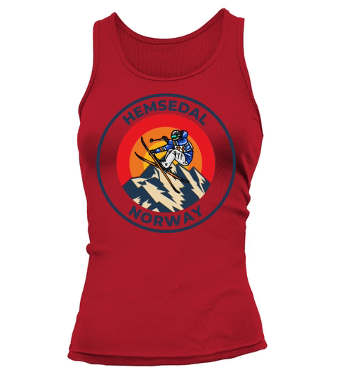 Retro cool Skiing in Hemsedal Norway Sunset Tank top Woman