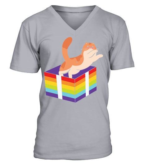 Cat Pride Rainbow Proud LGBTQ V-Neck T-shirt
