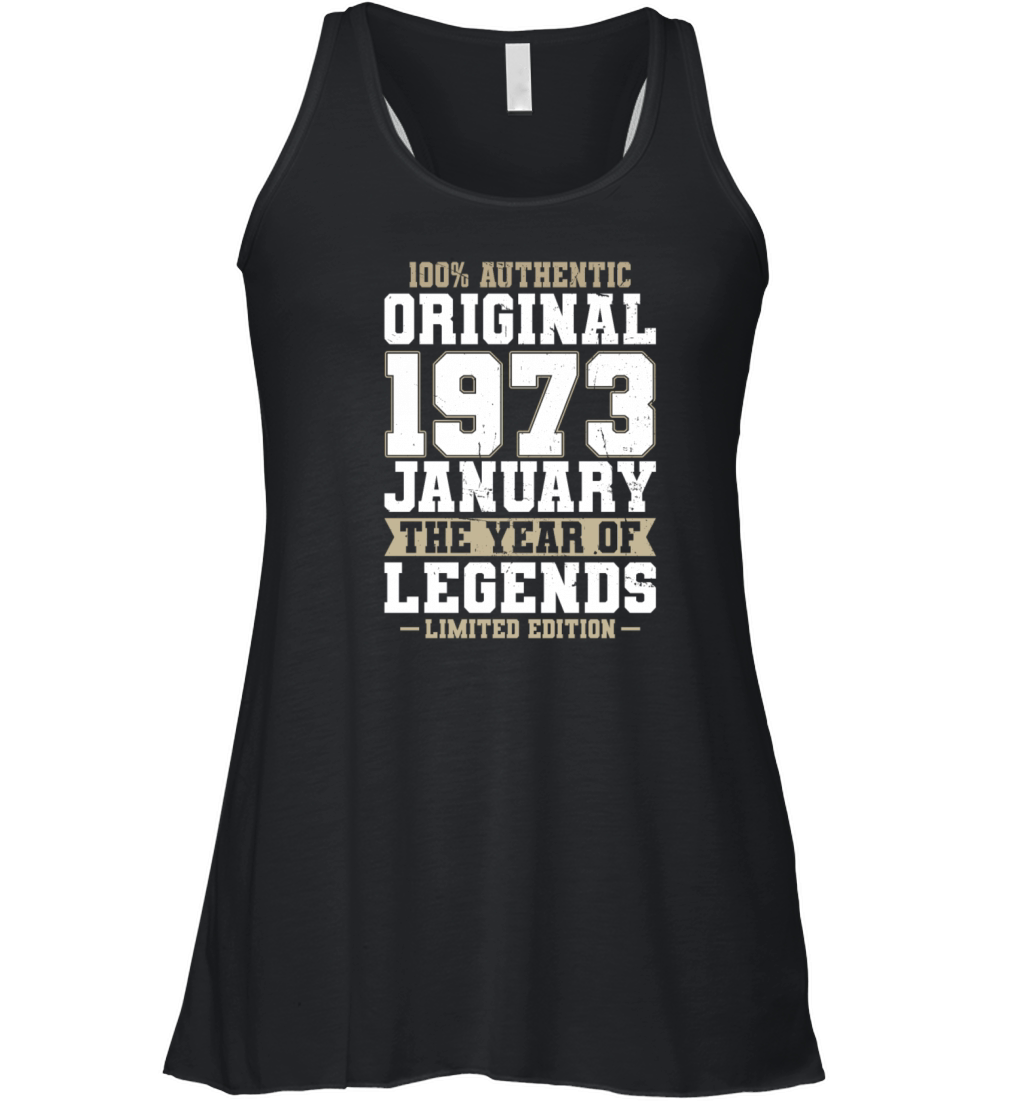 50th birthday january 1973 original 1973 Women's Flowy Tank Top