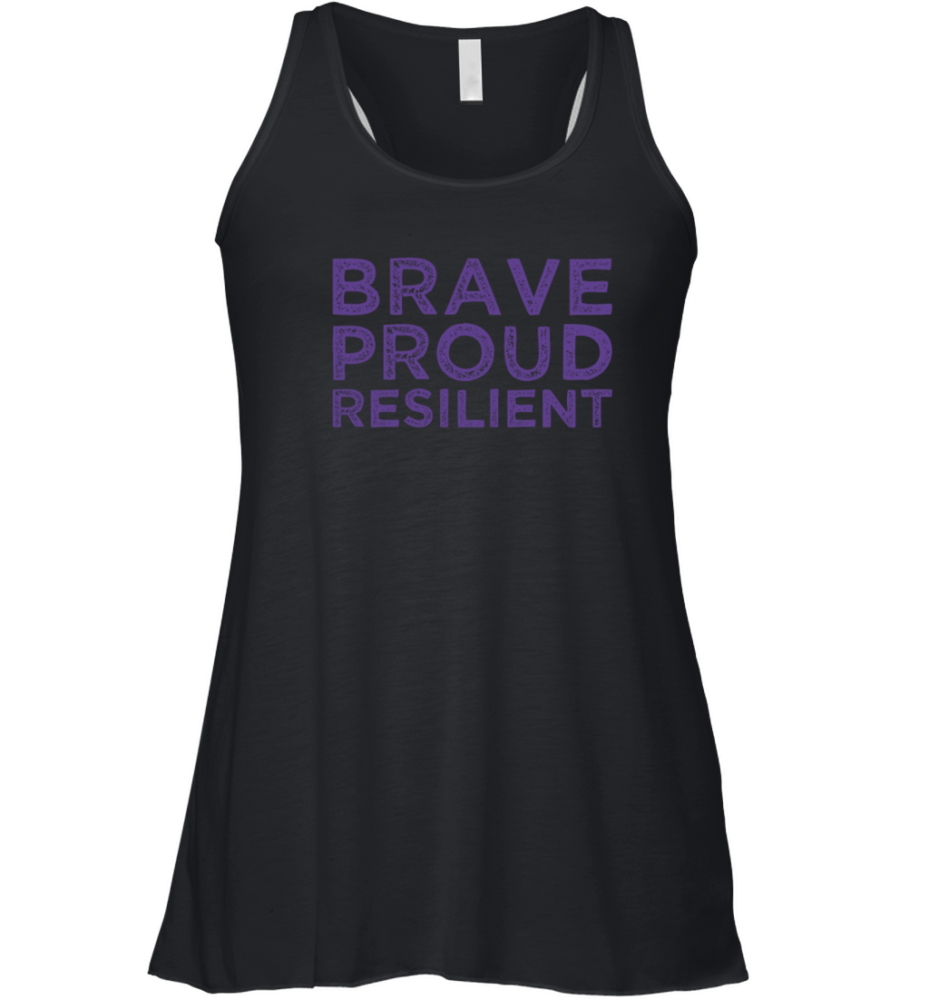 Brave Proud Resilient Military Kids Purple Up Women's Flowy Tank Top